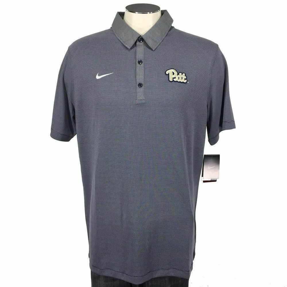 NWT Pittsburgh Panthers Nike Dri Fit Polo Shirt L Stripe College NCAA Mens